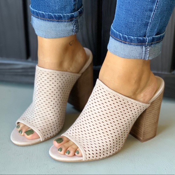 Kobe Perforated Nubuck Leather Open Toe Mule - Picture 3 of 6